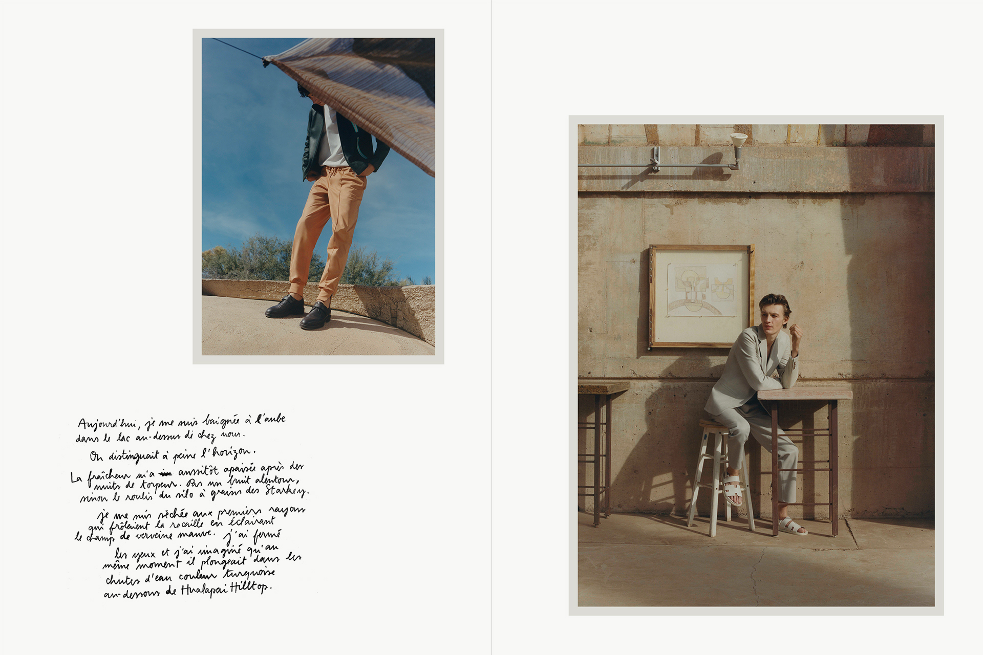 Le Monde d'Hermes, SS19, Benjamin Grillon, Pierre-Alexis Dumas, Olivier Wicker, Marion Berrin, Samuel Bradley, Lara Giliberto, Théo de Gueltz, Marius W Hansen, Nico Krijno, Sam Rock, Marcus Schaefer, David Ha, Armelle de Sainte Marie, Thomas Bird, Beat Bolliger, Lyson Marchessault, Vanessa Reid, Anne Sbiera, Lisa Jahovic, Kitten Production, JN Production, Jessica Pichet